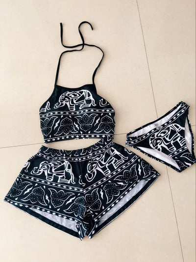 Traje de Baño Tres Piezas Bikini Talla Alta con Chaleco - Little Elephant Tide - Image 3
