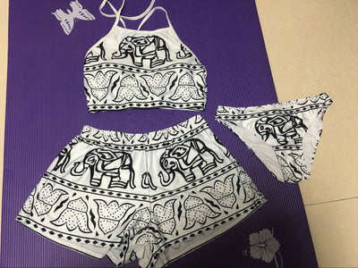 Traje de Baño Tres Piezas Bikini Talla Alta con Chaleco - Little Elephant Tide - Image 5