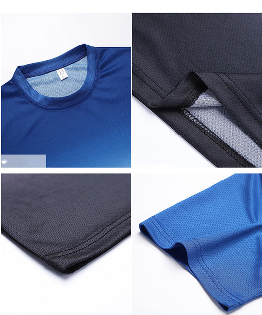 Conjunto Deportivo Hombre Camiseta Degradado Cuello Redondo con Shorts Secado Rápido - Image 4