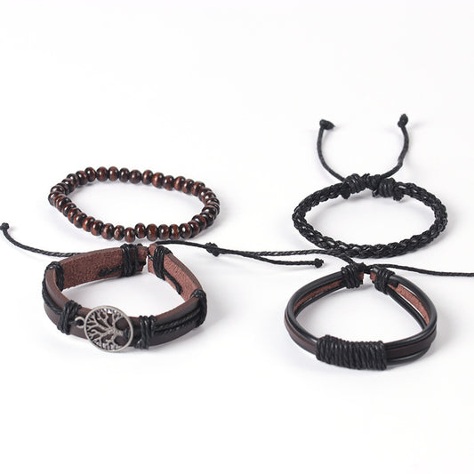 Juego de Pulseras de Cuero para Hombre