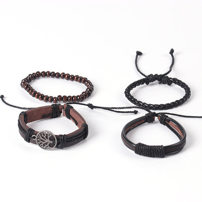 Juego de Pulseras de Cuero para Hombre
