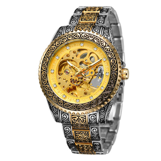 Reloj Mecánico Hombre Elegante Retro Luminoso Patrón Oscuro - Image 8
