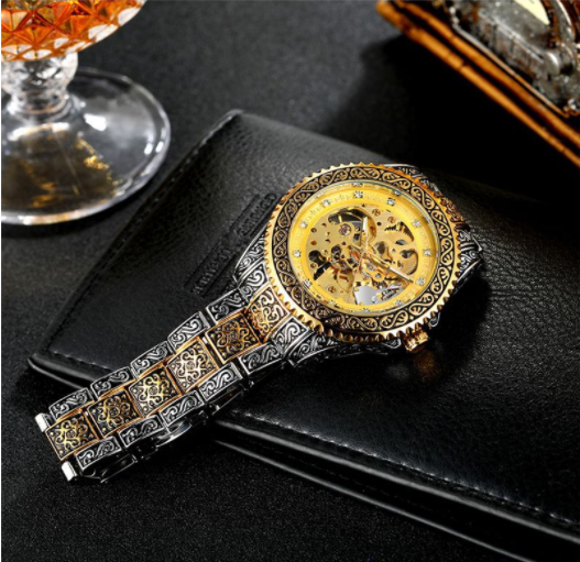 Reloj Mecánico Hombre Elegante Retro Luminoso Patrón Oscuro - Image 9
