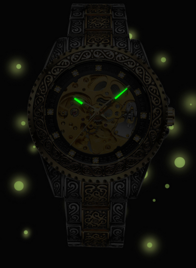 Reloj Mecánico Hombre Elegante Retro Luminoso Patrón Oscuro - Image 5