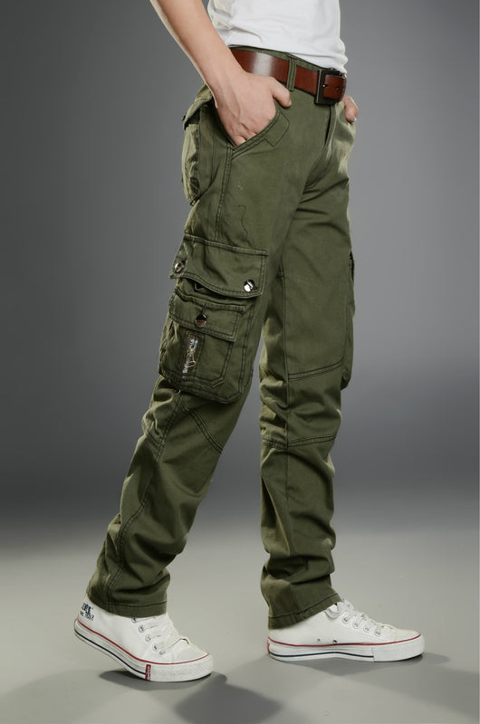 Pantalones de Trabajo Casual Hombre Algodón Puro Múltiples Bolsillos Primavera Otoño - Image 7