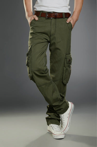Pantalones de Trabajo Casual Hombre Algodón Puro Múltiples Bolsillos Primavera Otoño - Image 11