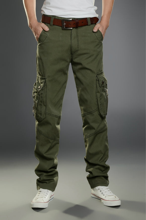 Pantalones de Trabajo Casual Hombre Algodón Puro Múltiples Bolsillos Primavera Otoño