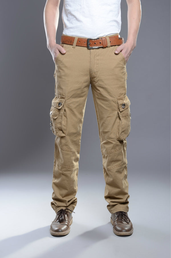 Pantalones de Trabajo Casual Hombre Algodón Puro Múltiples Bolsillos Primavera Otoño