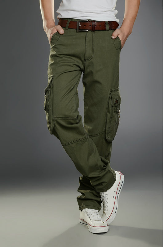 Pantalones de Trabajo Casual Hombre Algodón Puro Múltiples Bolsillos Primavera Otoño - Image 4