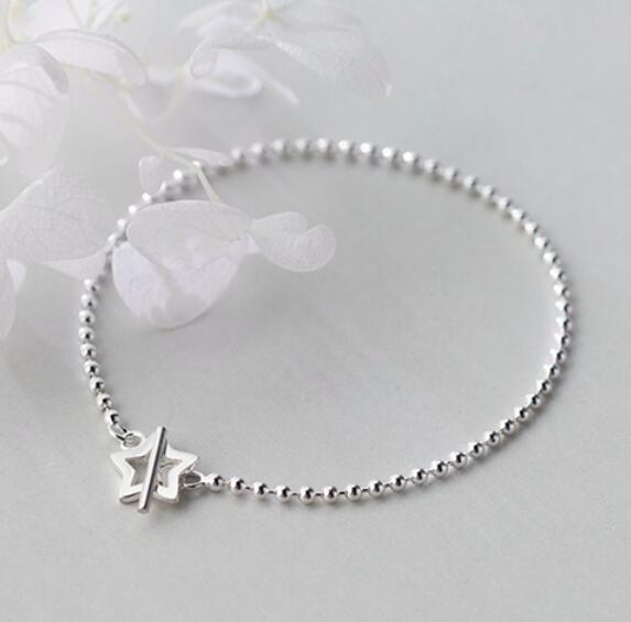 Pulsera de Plata Estilo Coreano con Estrella de Cinco Puntas