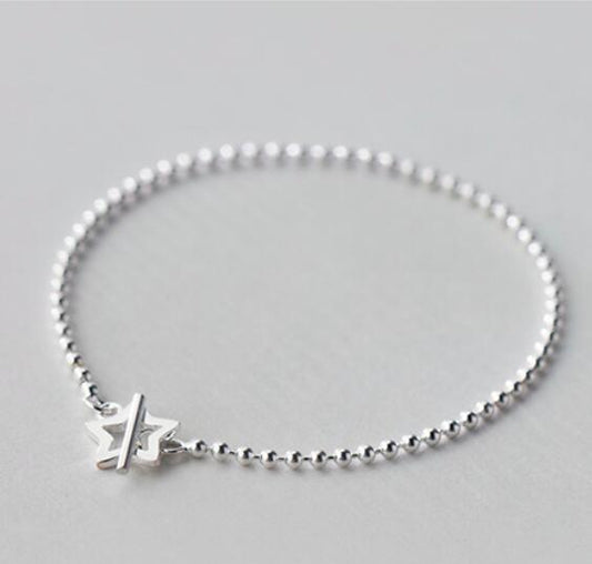 Pulsera de Plata Estilo Coreano con Estrella de Cinco Puntas