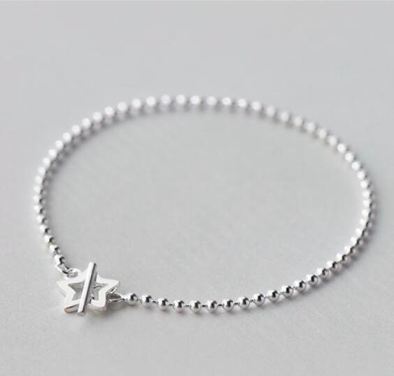 Pulsera de Plata Estilo Coreano con Estrella de Cinco Puntas