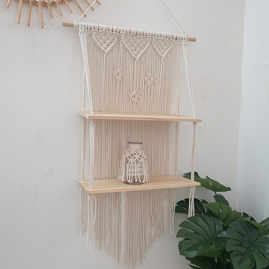 Estante Tapiz Tejido a Mano Bohemio Nórdico de Dos Capas para Pared - Image 12
