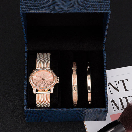 Juego de Reloj Pulsera Acero Inoxidable Goddess - Set de 3 Piezas en Caja Regalo - Image 2