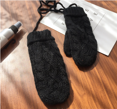Guantes Tejidos Coreanos Doble Grosor para Cuello - Manoplas de Invierno Elegantes para Mujer - Image 2