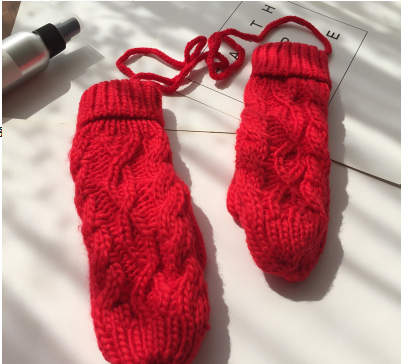 Guantes Tejidos Coreanos Doble Grosor para Cuello - Manoplas de Invierno Elegantes para Mujer