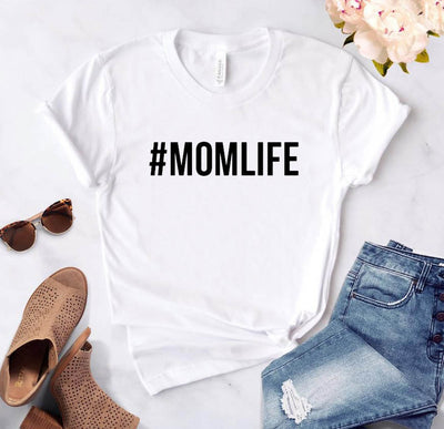 Playera Suelta MOMLIFE con Estampado de Letras y Cuello Redondo - Image 9