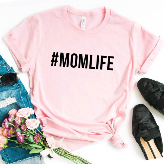 Playera Suelta MOMLIFE con Estampado de Letras y Cuello Redondo