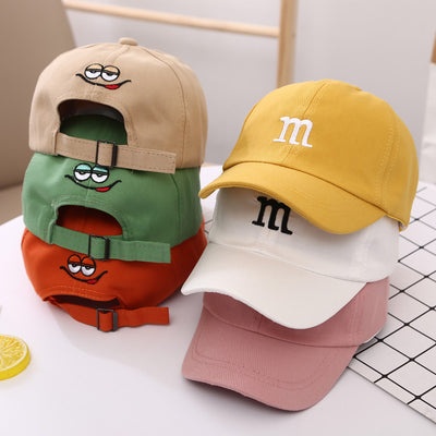 Gorra de Béisbol Infantil con Letra M Bordada - Algodón Primavera y Otoño