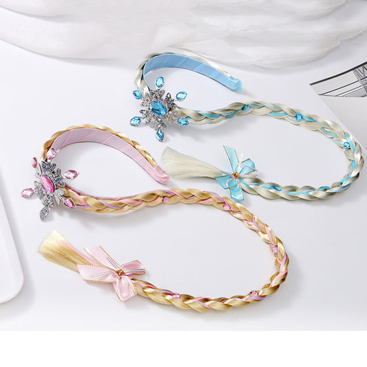 Diadema Trenza Frozen con Peluca Corona - Accesorios para el Cabello Infantil