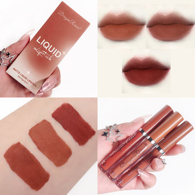 Set de 3 Labiales Líquidos Mate Aterciopelado - Tonos Rosado, Café Latte y Naranja Marrón - Image 13