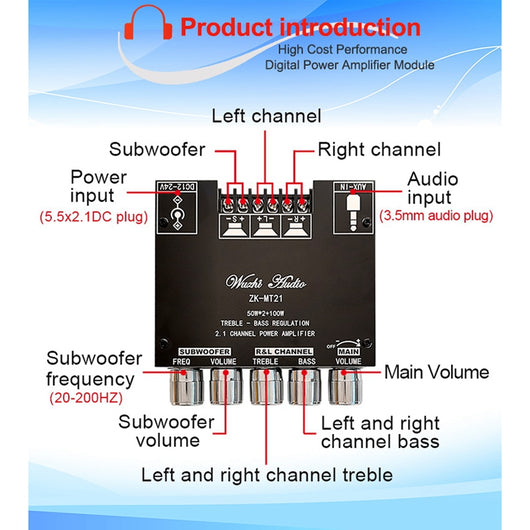 Amplificador Digital Bluetooth 2.1 Canales con Control Remoto - Image 10