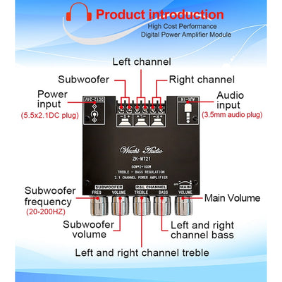 Amplificador Digital Bluetooth 2.1 Canales con Control Remoto - Image 4