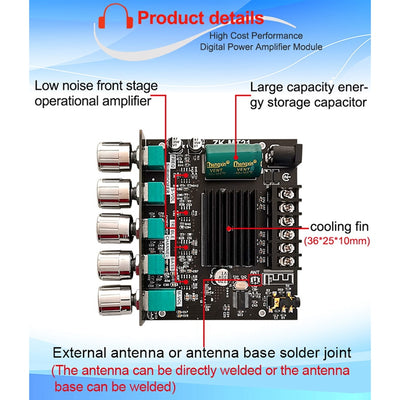 Amplificador Digital Bluetooth 2.1 Canales con Control Remoto - Image 7