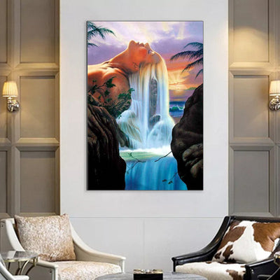 Cuadro Pintura Diamante Cascada Paisaje Acuarela para Decoración - Image 7