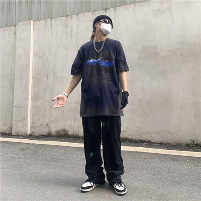 Pantalones Vaqueros Tie-Dye Hombre Rectos Sueltos Estilo Coreano Tendencia Urbana - Image 15
