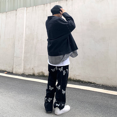 Jeans Rectos Harajuku con Estampado Reflectante y Detalles de Borlas - Estilo Street Hip-Hop - Image 8