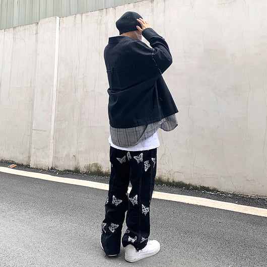 Jeans Rectos Harajuku con Estampado Reflectante y Detalles de Borlas - Estilo Street Hip-Hop - Image 8