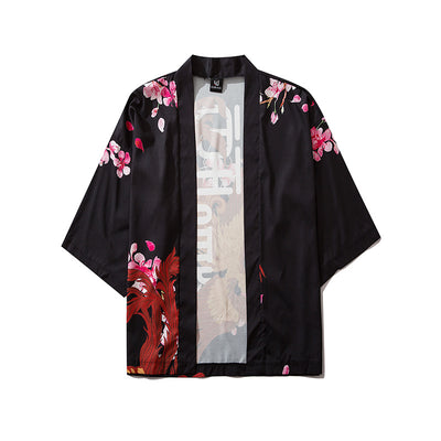 Camisa Tang Suelta Estilo Ukiyo-e con Estampado de Grúa - Unisex sin Botones - Image 8