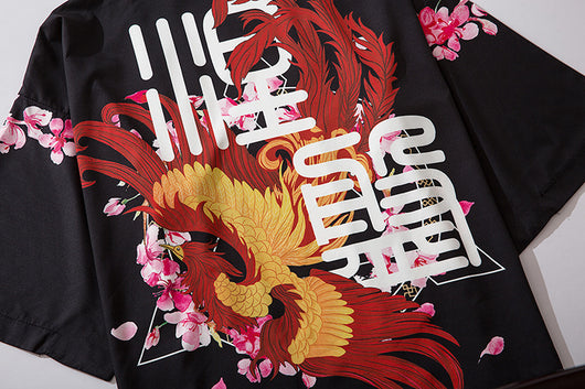 Camisa Tang Suelta Estilo Ukiyo-e con Estampado de Grúa - Unisex sin Botones - Image 10