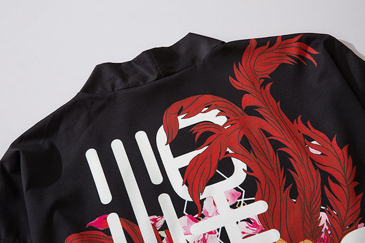 Camisa Tang Suelta Estilo Ukiyo-e con Estampado de Grúa - Unisex sin Botones - Image 2
