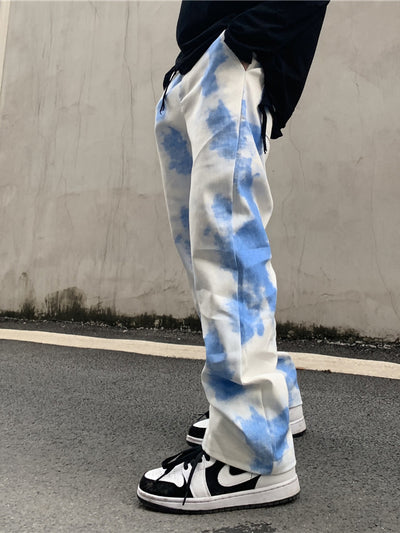 Overol Tie-Dye Degradado Retro Europeo Pantalón Suelto Casual de Calle - Image 9