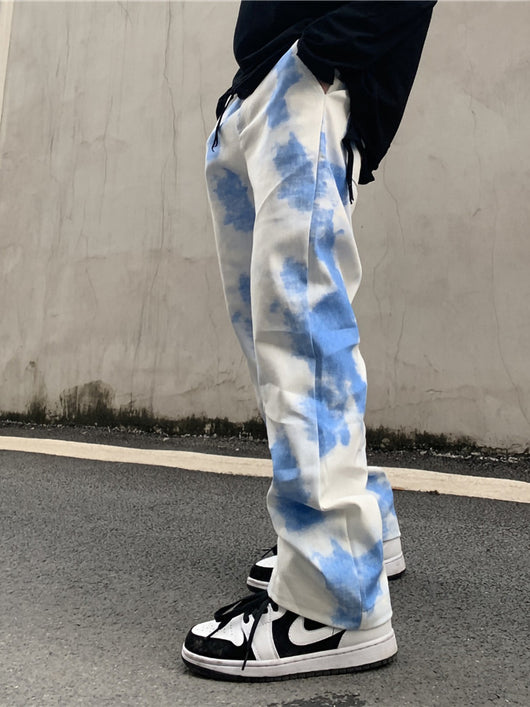 Overol Tie-Dye Degradado Retro Europeo Pantalón Suelto Casual de Calle - Image 9