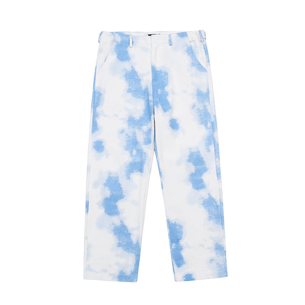 Overol Tie-Dye Degradado Retro Europeo Pantalón Suelto Casual de Calle