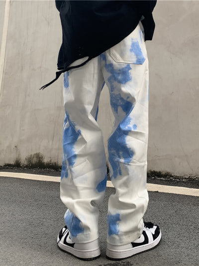 Overol Tie-Dye Degradado Retro Europeo Pantalón Suelto Casual de Calle - Image 5