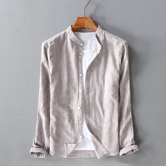 Camisa Casual de Algodón y Lino de Manga Larga - Image 7