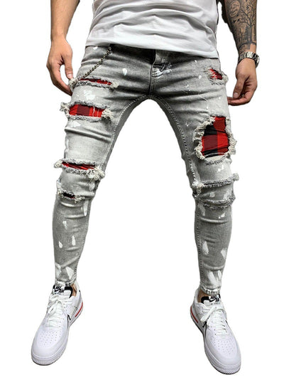 Jeans Slim Fit Rotos con Parches para Hombre - Stretch Tobillero - Image 9