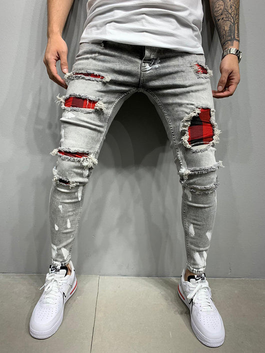 Jeans Slim Fit Rotos con Parches para Hombre - Stretch Tobillero - Image 11