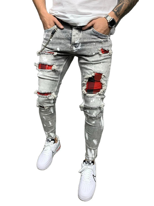 Jeans Slim Fit Rotos con Parches para Hombre - Stretch Tobillero - Image 5