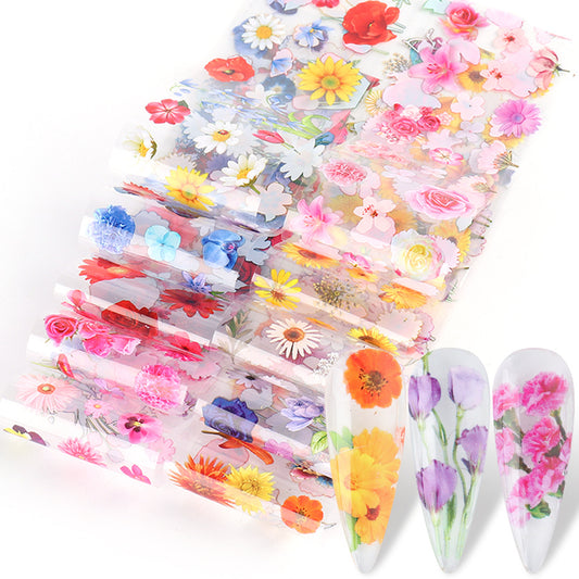 Calcomanías de Uñas Retro Floral Rosa con Encaje y Transferencia de Estrellas - Image 2