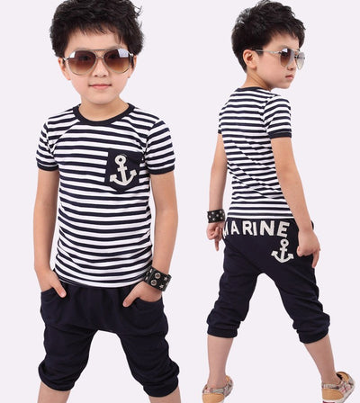 Traje Infantil Rayas Azul Marino Manga Corta para Verano - Image 8