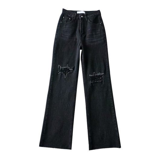 Pantalones Vaqueros Retro Rotos Cintura Alta Loose Fit Efecto Drapeado - Image 6