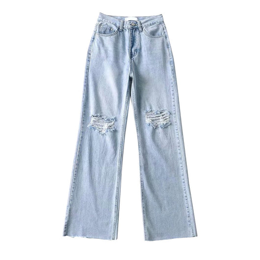 Pantalones Vaqueros Retro Rotos Cintura Alta Loose Fit Efecto Drapeado - Image 7