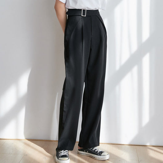 Pantalón Recto Cintura Alta Ajustable Estilo Coreano para Mujer - Image 4