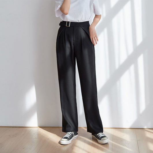 Pantalón Recto Cintura Alta Ajustable Estilo Coreano para Mujer - Image 3