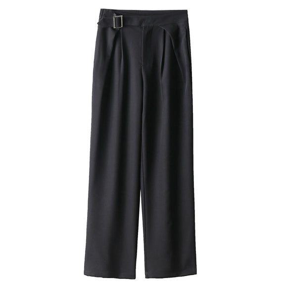 Pantalón Recto Cintura Alta Ajustable Estilo Coreano para Mujer